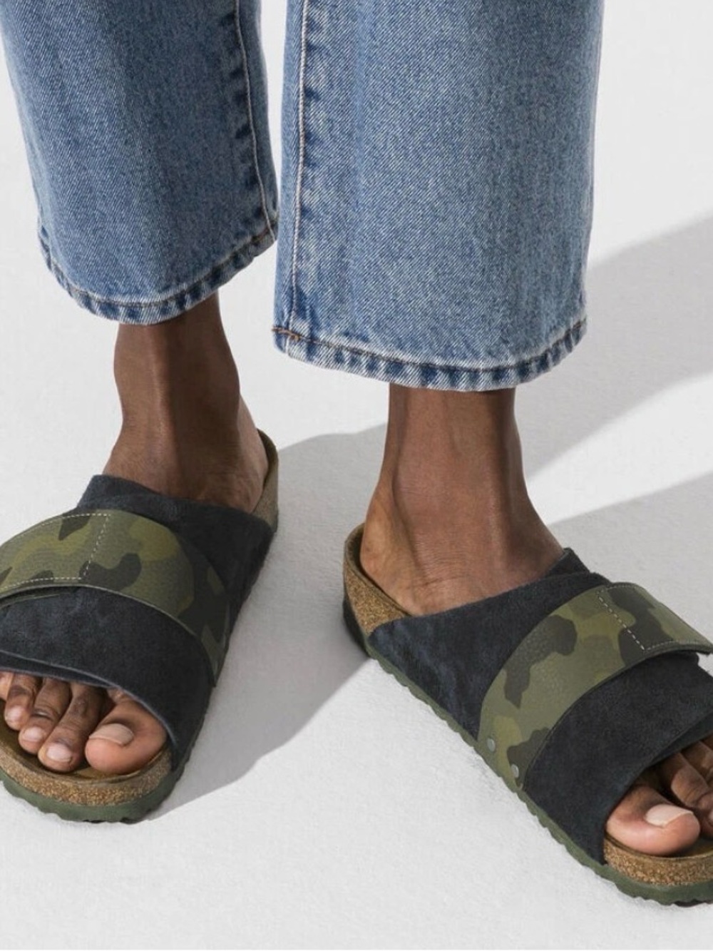 Birkenstock Women's Camouflage Strap Slide Sandals - Black/Olive
